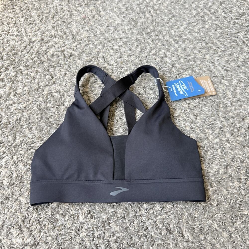 Brooks Women's Black Strappy Sports Bra - Supportive Cross-Back